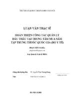 Hoàn thiện công tác quản lý đấu thầu tại trung tâm mua sắm tập trung thuốc quốc gia (bộ y tế)