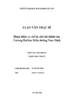 Hoàn thiện cơ chế tự chủ tài chính của trường đại học điều dưỡng nam định