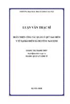 Hoàn thiện công tác quản lý quỹ bảo hiểm y tế tại bảo hiểm xã hội tỉnh nam định