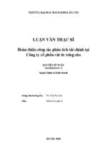 Hoàn thiện công tác phân tích tài chính tại công ty cổ phần vật tư nông sản 319811