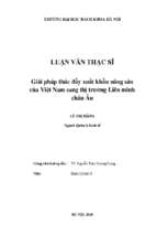 Giải pháp thúc đẩy xuất khẩu nông sản của việt nam sang thị trường liên minh châu âu