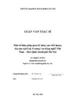 Một số biện pháp quản lý nâng cao chất lượng đào tạo nghề tại trường cao đẳng nghề việt nam   hàn quốc thành phố hà nội