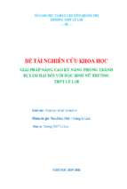 Skkn giải pháp nâng cao kỹ năng phòng tránh bị xâm hại đối với học sinh nữ trường thpt lê lợi