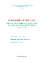 Skkn giải pháp nâng cao kỹ năng phòng tránh bị xâm hại đối với học sinh nữ trường thpt lê lợi