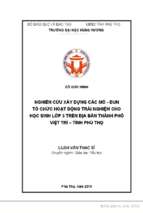 Nghiên cứu xây dựng các mô đun tổ chức hoạt động trải nghiệm cho học sinh lớp 5 trên địa bàn thành phố việt trì – tỉnh phú thọ