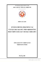 Sử dụng phương pháp đóng vai vào dạy học đạo đức theo định hướng phát triển năng lực cho học sinh lớp 3