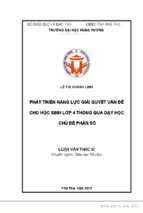 Phát triển năng lực giải quyết vấn đề cho học sinh lớp 4 thông qua dạy học chủ đề phân số