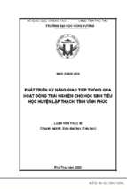 Phát triển kỹ năng giao tiếp thông qua hoạt động trải nghiệm cho học sinh tiểu học huyện lập thạch, tỉnh vĩnh phúc