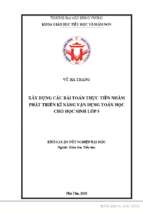 Xây dựng các bài toán thực tiễn nhắm phát triển kỹ năng vận dụng toán học cho học sinh lớp 5