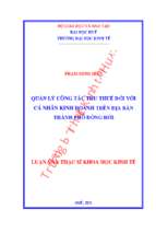 Quản lý công tác thu thuế đối với cá nhân kinh doanh trên địa bàn thành phố đồng hới.