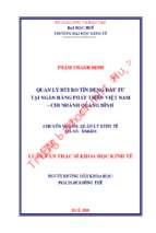 Quản lý rủi ro tín dụng đầu tư tại ngân hàng phát triển việt nam   chi nhánh quảng bình