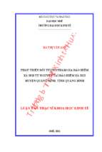 Phát triển đối tượng tham gia bảo hiểm xã hội tự nguyện tại bảo hiểm xã hội huyện quảng ninh, tỉnh quảng bình.