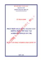 Phát triển hoạt động thanh toán không dùng tiền mặt tại agribank tỉnh quảng trị
