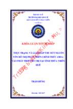 Thực trạng và giải pháp thu hút nguồn vốn hỗ trợ phát triển chính thức (oda) vào phát triển đô thị tại tỉnh thừa thiên huế