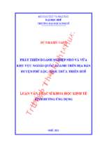 Phát triển doanh nghiệp nhỏ và vừa khu vực ngoài quốc doanh trên địa bàn huyện phú lộc, tỉnh thừa thiên huế.