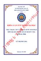 Thực trạng cấp và sử dụng nước sinh hoạt trên địa bàn xã yên hồ, huyện đức thọ, tỉnh hà tĩnh