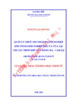 Quản lý thuế thu nhập doanh nghiệp đối với doanh nghiệp nhỏ và vừa tại chi cục thuế khu vực đông hà   cam lộ