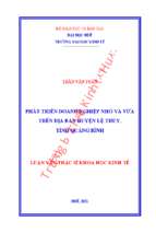 Phát triển doanh nghiệp nhỏ và vừa trên địa bàn huyện lệ thủy, quảng bình.