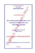 Phát triển doanh nghiệp nhỏ và vừa trên địa bàn huyện phú vang, tỉnh thừa thiên huế