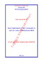 Phát triển dịch vụ hậu cần nghề cá tại các cảng cá tỉnh quảng bình.