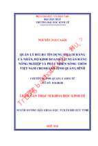 Quản lý rủi ro tín dụng khách hàng cá nhân, hộ kinh doanh tại ngân hàng nông nghiệp và phát triển nông thôn việt nam chi nhánh tỉnh quảng bình