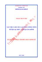 Tạo việc làm cho lao động nông thôn huyện lệ thủy, tỉnh quảng bình