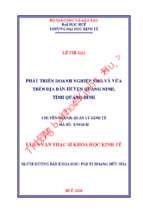 Phát triển doanh nghiệp nhỏ và vừa trên địa bàn huyện quảng ninh, tỉnh quảng bình