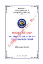 Thực trạng tiêu thụ rau an toàn trên địa bàn thành phố huế