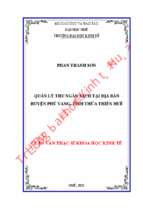 Quản lý thu ngân sách nhà nước tại địa bàn huyện phú vang, tỉnh thừa thiên huế