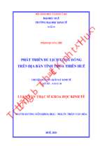 Phát triển du lịch cộng đồng trên địa bàn tỉnh thừa thiên huế