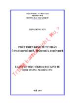 Phát triển kinh tế tư nhân ở thành phố huế, tỉnh thừa thiên huế