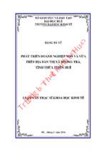 Phát triển doanh nghiệp nhỏ và vừa trên địa bàn thị xã hương trà, tỉnh thừa thiên huế