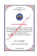 Thực trạng quản lý vốn đầu tư xây dựng cơ bản các công trình thủy lợi thuộc nguồn vốn ngân sách nhà nước tại ban quản lý dự án đầu tư xây dựng công trình nông nghiệp và phát triển nông thôn tỉnh thừa thiên huế