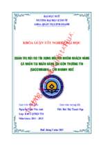 Quản trị rủi ro tín dụng đối với nhóm khách hàng cá nhân tại ngân hàng sài gòn thương tín (sacombank)   chi nhánh huế