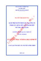 Quản trị nguồn nhân lực tại công ty tnhh xây dựng hữu quế thành phố mỹ tho, tiền giang.