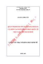 Quản trị rủi ro tín dụng khách hàng cá nhân tại ngân hàng tmcp quốc tế việt nam, chi nhánh huế
