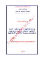 Phát triển dịch vụ kiều hối tại ngân hàng nông nghiệp và phát triển nông thôn tỉnh quảng bình
