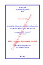 Quản lý tài chính theo hướng tự chủ tài chính tại trường đại học luật, đại học huế.