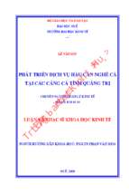 Phát triển dịch vụ hậu cần nghề cá tại các cảng cá tỉnh quảng trị