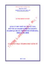 Quản lý thu thuế giá trị gia tăng đối với các doanh nghiệp ngoài quốc doanh tại chi cục thuế huyện tuyên hóa, tỉnh quảng bình