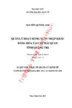 Quản lý hoạt động xuất nhập khẩu  hàng hóa tại cục hải quan tỉnh quảng trị.