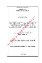 Phát triển dịch vụ ngân hàng điện tử tại ngân hàng thương mại cổ phần ngoại thương việt nam chi nhánh huế