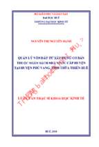 Quản lý vốn đầu tư xây dựng cơ bản thuộc ngân sách nhà nước cấp huyện tại huyện phú vang, tỉnh thừa thiên huế