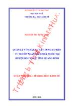 Quản lý vốn đầu tư xây dựng cơ bản  từ nguồn ngân sách nhà nước tại huyện bố trạch, tỉnh quảng bình.
