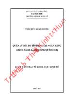 Quản lý rủi ro tín dụng tại ngân hàng chính sách xã hội tỉnh quảng trị