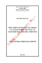 Phát triển nguồn nhân lực trong các doanh nghiệp nhà nước tại thành phố huế, tỉnh thừa thiên huế