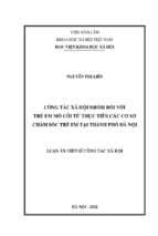 Công tác xã hội nhóm đối với trẻ em mồ côi từ thực tiễn các cơ sở chăm sóc trẻ em tại thành phố hà nội