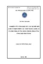 Luận án nghiên cứu tổng hợp xúc tác dị thể siêu acid cố định trên các chất mang al sba 15 và zsm 5sba 15 ứng dụng trong phản ứng tổng hợp fructone