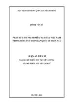 Luận án phát huy sức mạnh mềm văn hóa việt nam trong bối cảnh hội nhập quốc tế hiện nay