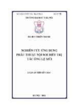 Luận án nghiên cứu ứng dụng phẫu thuật nội soi điều trị tắc ống lệ mũi(1)